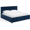SAFAVIEH Couture Collection – Mallika Grey Corduroy Queen Bed, Channel Tufted Headboard, Plush Upholstery, No Box Spring Needed (SFV6117B-Q)(Navy/Black)