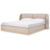 SAFAVIEH Couture Collection – Martyna Ivory Boucle Upholstered King Bed with Curved Headboard, No Box Spring Needed (SFV6112A-K)(Light Brown/Natural)