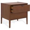 SAFAVIEH Couture Collection – Mayalyn Walnut & Black Wood 2 Drawer Nightstand, Modern Bedside Table with Storage, Fully Assembled Bedroom Furniture (SFV7722A)(Walnut/Black)