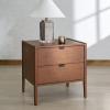 SAFAVIEH Couture Collection – Mayalyn Walnut & Black Wood 2 Drawer Nightstand, Modern Bedside Table with Storage, Fully Assembled Bedroom Furniture (SFV7722A)(Walnut/Black)