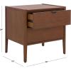 SAFAVIEH Couture Collection – Mayalyn Walnut & Black Wood 2 Drawer Nightstand, Modern Bedside Table with Storage, Fully Assembled Bedroom Furniture (SFV7722A)(Walnut/Black)
