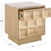 SAFAVIEH Couture Collection – Paxter Walnut & White Marble Top 2-Drawer Nightstand, Modern Storage Bedside Table, Fully Assembled (SFV9758A)(Natural/White)
