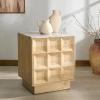 SAFAVIEH Couture Collection – Paxter Walnut & White Marble Top 2-Drawer Nightstand, Modern Storage Bedside Table, Fully Assembled (SFV9758A)(Natural/White)