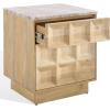 SAFAVIEH Couture Collection – Paxter Walnut & White Marble Top 2-Drawer Nightstand, Modern Storage Bedside Table, Fully Assembled (SFV9758A)(Natural/White)