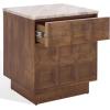 SAFAVIEH Couture Collection – Paxter Walnut & White Marble Top 2-Drawer Nightstand, Modern Storage Bedside Table, Fully Assembled (SFV9758A)(Walnut/White)