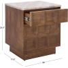 SAFAVIEH Couture Collection – Paxter Walnut & White Marble Top 2-Drawer Nightstand, Modern Storage Bedside Table, Fully Assembled (SFV9758A)(Walnut/White)