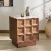 SAFAVIEH Couture Collection – Paxter Walnut & White Marble Top 2-Drawer Nightstand, Modern Storage Bedside Table, Fully Assembled (SFV9758A)(Walnut/White)