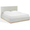 SAFAVIEH Couture Collection – Pippin Light Brown Velvet Upholstered Queen Bed with Headboard, No Box Spring Required (SFV5063B-Q)(Grey/Natural)