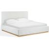 SAFAVIEH Couture Collection – Pippin Light Brown Velvet Upholstered Queen Bed with Headboard, No Box Spring Required (SFV5063B-Q)(Ivory/Natural)