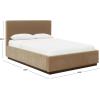 SAFAVIEH Couture Collection – Pippin Light Brown Velvet Upholstered Queen Bed with Headboard, No Box Spring Required (SFV5063B-Q)(Light Brown/Walnut)