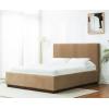 SAFAVIEH Couture Collection – Pippin Light Brown Velvet Upholstered Queen Bed with Headboard, No Box Spring Required (SFV5063B-Q)(Light Brown/Walnut)