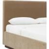 SAFAVIEH Couture Collection – Pippin Light Brown Velvet Upholstered Queen Bed with Headboard, No Box Spring Required (SFV5063B-Q)(Light Brown/Walnut)