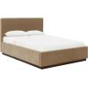 SAFAVIEH Couture Collection – Pippin Light Brown Velvet Upholstered Queen Bed with Headboard, No Box Spring Required (SFV5063B-Q)(Light Brown/Walnut)