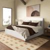 SAFAVIEH Couture Collection – Pippin Light Brown Velvet Upholstered Queen Bed with Headboard, No Box Spring Required (SFV5063B-Q)(White/Natural)