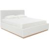 SAFAVIEH Couture Collection – Pippin Light Brown Velvet Upholstered Queen Bed with Headboard, No Box Spring Required (SFV5063B-Q)(White/Natural)
