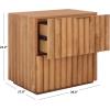 SAFAVIEH Couture Collection – Renata Natural & Black Fluted Wood 2-Drawer Nightstand, Modern Fully Assembled Bedside Table (SFV5545A)(Natural/Black)