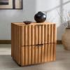 SAFAVIEH Couture Collection – Renata Natural & Black Fluted Wood 2-Drawer Nightstand, Modern Fully Assembled Bedside Table (SFV5545A)(Natural/Black)