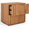 SAFAVIEH Couture Collection – Renata Natural & Black Fluted Wood 2-Drawer Nightstand, Modern Fully Assembled Bedside Table (SFV5545A)(Natural/Black)