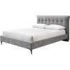 SAFAVIEH Couture Collection – Rexsie Dark Grey Upholstered Queen Bed, Tufted Headboard, Modern Design, No Box Spring Needed (SFV1802B-Q)(Dark Grey/Black)