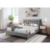 SAFAVIEH Couture Collection – Rexsie Dark Grey Upholstered Queen Bed, Tufted Headboard, Modern Design, No Box Spring Needed (SFV1802B-Q)(Dark Grey/Black)