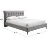 SAFAVIEH Couture Collection – Rexsie Dark Grey Upholstered Queen Bed, Tufted Headboard, Modern Design, No Box Spring Needed (SFV1802B-Q)(Dark Grey/Black)