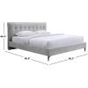 SAFAVIEH Couture Collection – Rexsie Dark Grey Upholstered Queen Bed, Tufted Headboard, Modern Design, No Box Spring Needed (SFV1802B-Q)(Light Grey/Black)