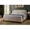 SAFAVIEH Couture Collection – Roberto Beige Chenille Queen Bed, Upholstered with Curved Headboard, No Box Spring Needed (SFV6116A-Q)(Beige/Walnut)