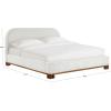 SAFAVIEH Couture Collection – Roberto Beige Chenille Queen Bed, Upholstered with Curved Headboard, No Box Spring Needed (SFV6116A-Q)(Beige/Walnut)