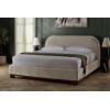 SAFAVIEH Couture Collection – Roberto Beige Chenille Queen Bed, Upholstered with Curved Headboard, No Box Spring Needed (SFV6116A-Q)(Grey/Walnut)