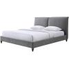 SAFAVIEH Couture Collection – Sophianna Dark Grey Upholstered Platform Bed with Headboard, Queen Size, Modern Design (SFV1801B-Q)(Dark Grey/Walnut)