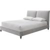 SAFAVIEH Couture Collection – Sophianna Dark Grey Upholstered Platform Bed with Headboard, Queen Size, Modern Design (SFV1801B-Q)(Walnut/Light Grey)