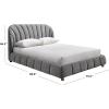 SAFAVIEH Couture Collection – Tillie Dark Grey Channel Tufted Queen Bed, Curved Headboard, No Box Spring Needed (SFV1800B-Q)(Dark Grey/Walnut)