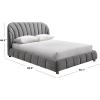 SAFAVIEH Couture Collection – Tillie Dark Grey Channel Tufted Queen Bed, Curved Headboard, No Box Spring Needed (SFV1800B-Q)(Dark Grey/Walnut)