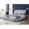 SAFAVIEH Couture Collection – Tillie Dark Grey Channel Tufted Queen Bed, Curved Headboard, No Box Spring Needed (SFV1800B-Q)(Walnut/Light Grey)