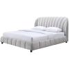 SAFAVIEH Couture Collection – Tillie Dark Grey Channel Tufted Queen Bed, Curved Headboard, No Box Spring Needed (SFV1800B-Q)(Walnut/Light Grey)