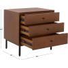 SAFAVIEH Couture Collection – Trever Walnut & Black Wood 3 Drawer Nightstand, Modern Bedside Table with Storage, Fully Assembled Bedroom Furniture (SFV7723A)(Walnut/Black)