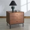 SAFAVIEH Couture Collection – Trever Walnut & Black Wood 3 Drawer Nightstand, Modern Bedside Table with Storage, Fully Assembled Bedroom Furniture (SFV7723A)(Walnut/Black)
