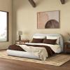 SAFAVIEH Couture Collection Beccarose Light Brown/Walnut Velvet Queen Size Bed(Beige/Natural)
