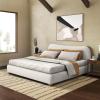 SAFAVIEH Couture Collection Beccarose Light Brown/Walnut Velvet Queen Size Bed(Ivory)