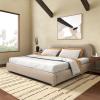SAFAVIEH Couture Collection Beccarose Light Brown/Walnut Velvet Queen Size Bed(Light Brown)