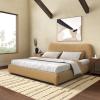 SAFAVIEH Couture Collection Beccarose Light Brown/Walnut Velvet Queen Size Bed(Light Brown/Walnut)