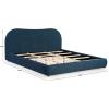 SAFAVIEH Couture Collection Beccarose Light Brown/Walnut Velvet Queen Size Bed(Navy/Natural)