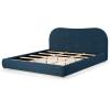 SAFAVIEH Couture Collection Beccarose Light Brown/Walnut Velvet Queen Size Bed(Navy/Natural)