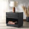 SAFAVIEH Couture Collection Deirdra Medium Oak 1-Drawer 1- Shelf Nightstand (Fully Assembled)(Black)