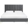 SAFAVIEH Couture Collection Hiawatha Hudson Grey Metal Leg Queen Size Bed(Hudson Grey)
