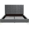 SAFAVIEH Couture Collection Hiawatha Hudson Grey Metal Leg Queen Size Bed(Hudson Grey)