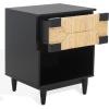 SAFAVIEH Couture Collection Roseanne Black & Natural Brown Banana Stem 1-Drawer Nightstand(Black/Natural)