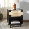 SAFAVIEH Couture Collection Roseanne Black & Natural Brown Banana Stem 1-Drawer Nightstand(Black/Natural)