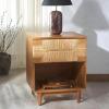 SAFAVIEH Couture Collection Roseanne Black & Natural Brown Banana Stem 1-Drawer Nightstand(Natural)