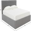 SAFAVIEH Couture Collection Rosita Low-Profile Ivory Tufted Upholstered Queen Bed, Ideal for Bedroom, Guest Room(Light Grey – K)